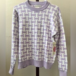 Lavender and White Crew Neck Sweater